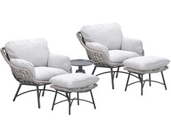 Garden Impressions Selene loungestoelen taupe - Tepa bijzettafel Ø50x48 cm