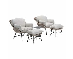 Garden Impressions Selene loungestoelen vintage willow - Mati bijzettafel Ø50x48 cm