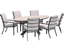 Garden Impressions Senja tuinset 7-delig desert sand - Tulli tuintafel 220x115xH75 cm - light teak vironwood