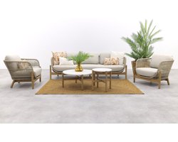 Garden Impressions Talara loungeset - 5-delig - acacia white wash - rope sand - sahara sand