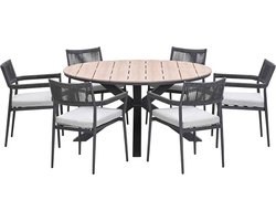 Garden Impressions Tineo tuinset 7-delig - Tulli tuintafel Ø148x75 cm light teak vironwood