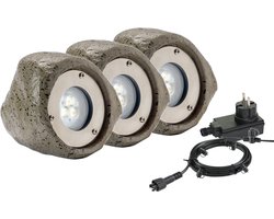 Garden Lights LED Tuinverlichting set Bensa van 3 Stuks - 8 meter - Warm Wit Licht - 12V Grondspots voor buiten met Stekker - IP44 Waterbestendig - Tuin Verlichting op Stroom 12 Volt - incl. trafo, kabel en schuifaansluiting - Buitenverlichting
