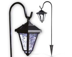 Garden of Eden - Landelijke Tuinlantaarn LED Solar op Prikspot - 80 cm Hoog - Tuinverlichting / Sfeerverlichting - Zwart - Windlicht Lantaarn op Zonne-Energie - 1 stuk - Hangende Lamp voor Buiten op Standaard