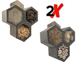 GARDEN SPIRIT Bijenhotel set van 2 - Insectenhotel 33,5 x 27,5 x 11 cm