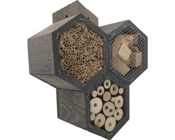GARDEN SPIRIT Insectenhotel 11 x 27 x 33 cm. - Bijenhotel grijs