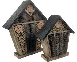 GARDEN SPIRIT Insectenhotel Set van 2 Bijenhotel gevlamd zwart