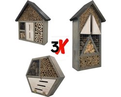 GARDEN SPIRIT Insectenhotel set van 3 - Bijenhotel - Vlinderhotel