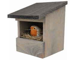 GARDEN SPIRIT Nestkast Roodborstje Halfhol - Vogelhuisje FSC Hout 19x16,5x20 cm