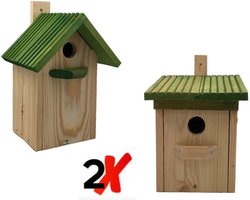 GARDEN SPIRIT Set 2 Vogelhuisje 12,5 x 13 x 27 - Nestkastje  Koolmees