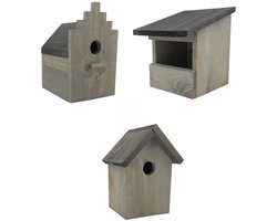 GARDEN SPIRIT Set van 3 Diverse Nestkastjes en Vogelhuisjes