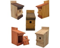 GARDEN SPIRIT - set van 5 Vogelhuisjes - Nestkastje diverse kleuren