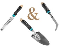 GARDENA EcoLine Tuingereedschap Set – Onkruidsteker + Tuinschepje + Voegenkrabber – Duurzaam - Premium Handset