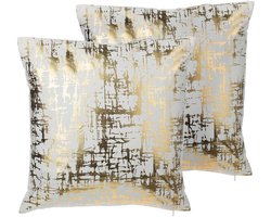 GARDENIA - Sierkussen set van 2 - Goud - 45 x 45 cm - Katoen