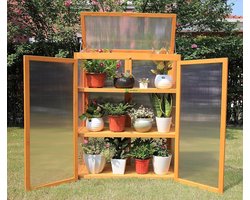 Gardens Imperial - Broeikas - Kweekkast - Tuinkas - Kweekbak - Plantenbed - Kweekhuis met Deur - Mini Kweekkast - Stabiel en Duurzaam - Voor elke Tuin - Met 3 Legplanken - Planten Kweken - Hout - Bruin - 80x48x106cm