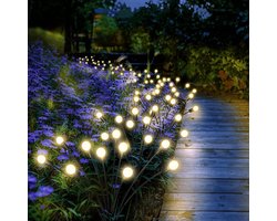 GardenXL Tuinverlichting op Zonne Energie - Solar Tuinverlichting - Buitenverlichting Vuurvliegjes - Lampen voor Buiten - Waterdicht - 10 LEDS - 2 Stuks