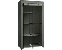Garderobe, garderobe, met 1 garderobe, 6 planken, niet-geweven stof, metalen frame, 45 x 88 x 168 cm, voor slaapkamer, gang, salie groene