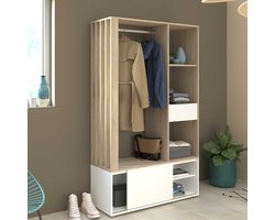 Garderobe Ghislain 1 deur & 1 lade - Japanse eik/wit