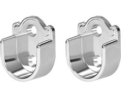 Garderobe Kast Beugels - Roedehouders U-vorm - Stangen Ophangen - Zinklegering Constructie - 2 Stuks - Zilver