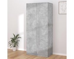 Garderobe Kast - Kleding Opberger - Slaapkamer Organisatie - Industriële Stijl - 90x52x200 cm - Beton Grijs