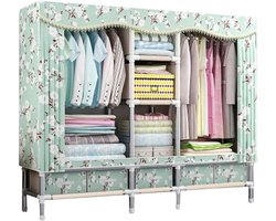 Garderobe Kast - Kledingkast Opberger - Kleding Opbergen - Dubbele Hangstang - 195x45x170cm - Grijs