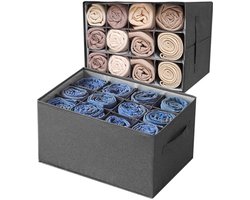 Garderobe Organizer Kleding Opbergdozen met 12 Cellen - Opvouwbare Kast Plank Ladeverdelers - Stapelbare Opberboxen voor Kleding en Accessoires (2 Pack)
