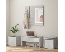 Garderobe Set - Entree Meubels - Schoenen Opbergen - Robuust Meerlaags Hout - Niet Gespecificeerd - Grijs Beton