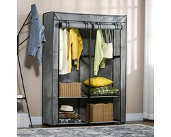 Garderobe Stoffe Cabinet met kasten, vouwkast met 4 compartimenten, ritssluiting, opvouwbare garderobe, fleece, lichtgrijs