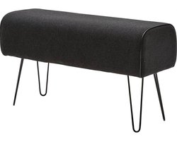 Garderobebank Dalia - Scandinavisch design - Poef - Wol / Leer - 100 x 47 x 35 cm (bxhxd) - Hoogwaardige afwerking