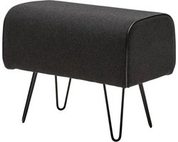 Garderobebank Kamille - Scandinavisch Design - Poef - Wol / Leer - 60 x 47 x 35 cm (bxhxd) - Hoogwaardige afwerking