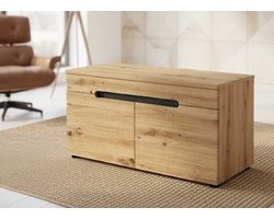 Garderobebank - Zitbank & Schoenenbank met Opbergruimte - Modern Design in Eiken Artisan & Grijs - 2 Deuren - Softclose - Voor Hal, Gang of Entree - 80 × 44,6 × 37 cm Casa Serena – Casa Dorada