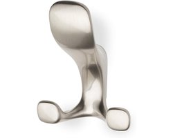 Garderobehaak met haken - Muurhaak kapstok - Kleding ophangen - Verdekte bevestiging - 104 x 78 mm - RVS-look