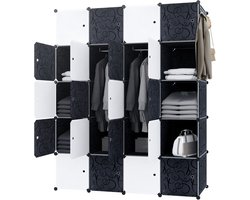 Garderobekast – 20 Kubussen Garderobekastsysteem – Opbergkast voor slaapkamer, woonkamer of kantoor – Wit Zwart