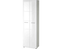 Garderobekast Bologna Wit - MDF - Breedte 59 cm - Hoogte 197 cm - Diepte 37 cm - Met hanggedeelte - Met planken - Met openslaande deuren