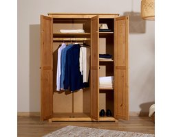 Garderobekast CANCUN - massief hout met drie deuren - vooraanzicht gesloten