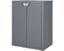Garderobekast Dressoir - Opbergkast Woonkamer - Spullen Opbergen - Rotan Kunststof Look - 65 x 45 x 88 cm - Grijs