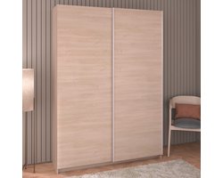 Garderobekast Ekko 140cm met twee schuifdeuren - eikdecor - Parisot - Kledingkast - Bruin - Spaanplaat