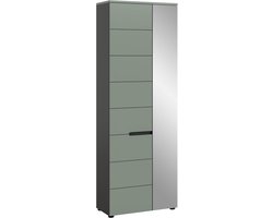 Garderobekast - Halkast Entree Meubel - Opbergen Jassen Tassen - Modern Tijdloos Design - 65x190x37 cm - Basalt Grijs Smoke Green