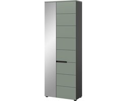 Garderobekast - Halkast opbergkast - Kleding opbergen - Met spiegeldeur - 65x190x37 cm - Groen grijs
