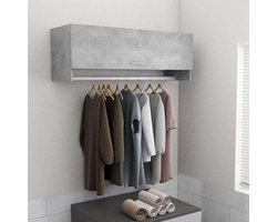 Garderobekast - Kledingkast Opbergkast - Kleding Opbergen - Met Ophangstang - 100x325x35 cm - Beton grijs