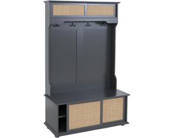 Garderobekast MCW-P25, halgarderobekast, houten garderobekast, melamine Kubu Rattan 163x100x47 cm ~ donkergrijs