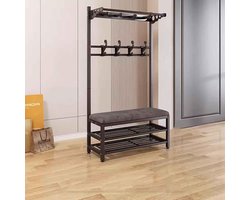 Garderobekast met Kapstok - Entree Meubel - Hal Organisatie - 3-in-1 Ontwerp - 100cm Breed - Zwart
