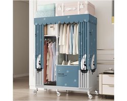 Garderobekast Met Wielen - Kledingrek Met Plank - Kleding Opbergen - Stofdichte Hoes - 102x45x170cm - Blauw