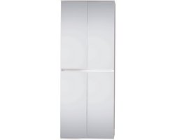 Garderobekast Mirror | 74 x 34 x 191 cm | Vier deuren | Wit
