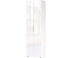 Garderobekast Montreal Wit - Breedte 59 cm - Hoogte 197 cm - Diepte 40 cm - Met hanggedeelte - Met planken - Met openslaande deuren