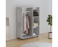 Garderobekast - Opbergkast Kledingkast - Kleding Opbergen - Verrijdbaar Met Wielen - 80x40x110 cm - Beton Grijs