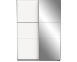 Garderobekast Spectre 148cm met schuifdeuren en spiegel - mat wit
