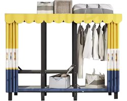 Garderobekast Stalen Frame - Kledingkast Stoffen Bekleding - Kleding Opbergen - Versterkte Stalen Buizen - Tot 210 cm Hoog