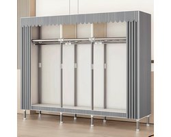 Garderobekast Stof - Kledingkast Organizer - Kleding Opbergen - Verstevigd Stalen Frame - 800 kg Draagvermogen - Grijs