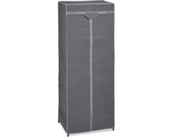 garderobekast stof - met kledingstang en plank - rits - 157x60x45 cm - campingkast - antraciet