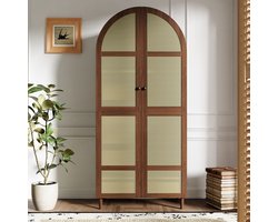 Garderobekast – Walnoot – Voor Hal en Slaapkamer – Modern Design – met Opbergruimte – Lades – Hoogglans – Rattan – Kledingkast